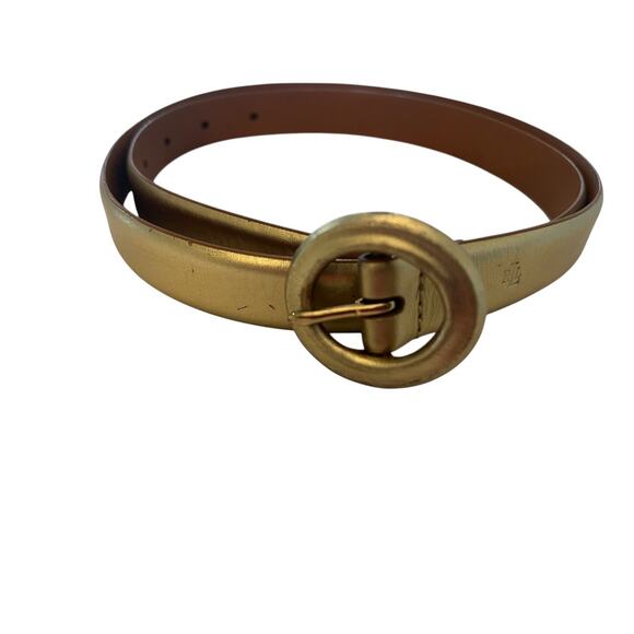 Lauren Ralph Lauren Womens Gold Genuine Leather Belt Size Medium 39\